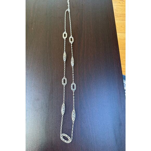 Brighton Deco Diamond Silver Tone Open Swirling Scrolls 40" Layering Necklace - Picture 2 of 9